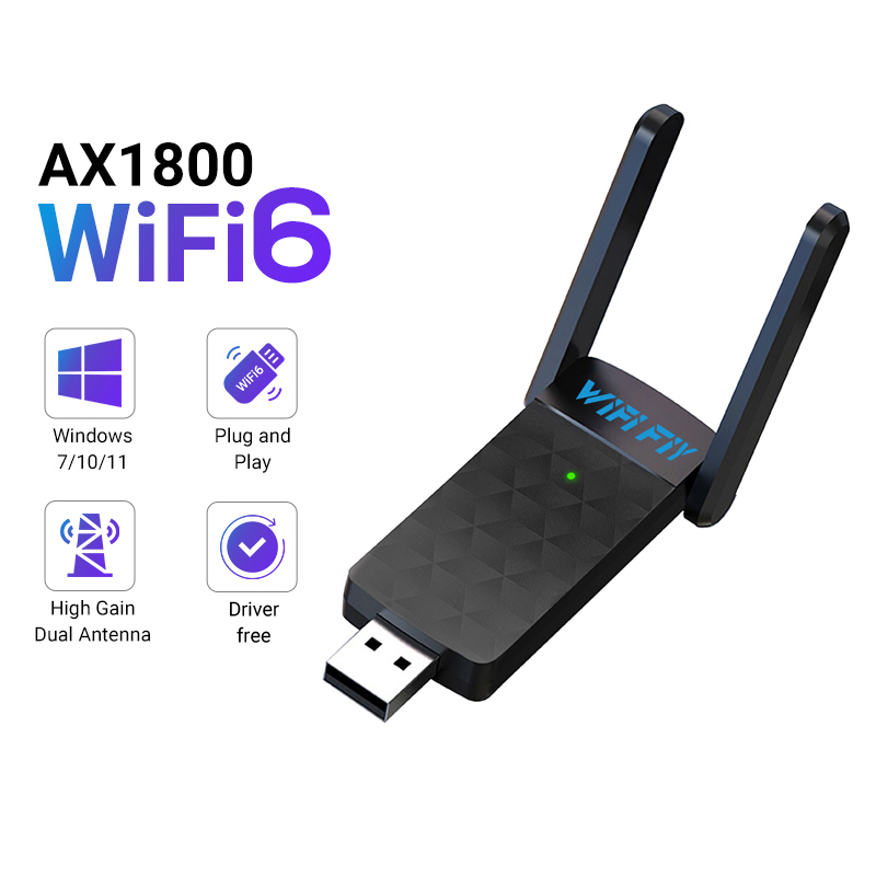 Antenna 2.4Ghz - 1800Mbps WiFi 6 USB Adapter 5G/2.4GHz