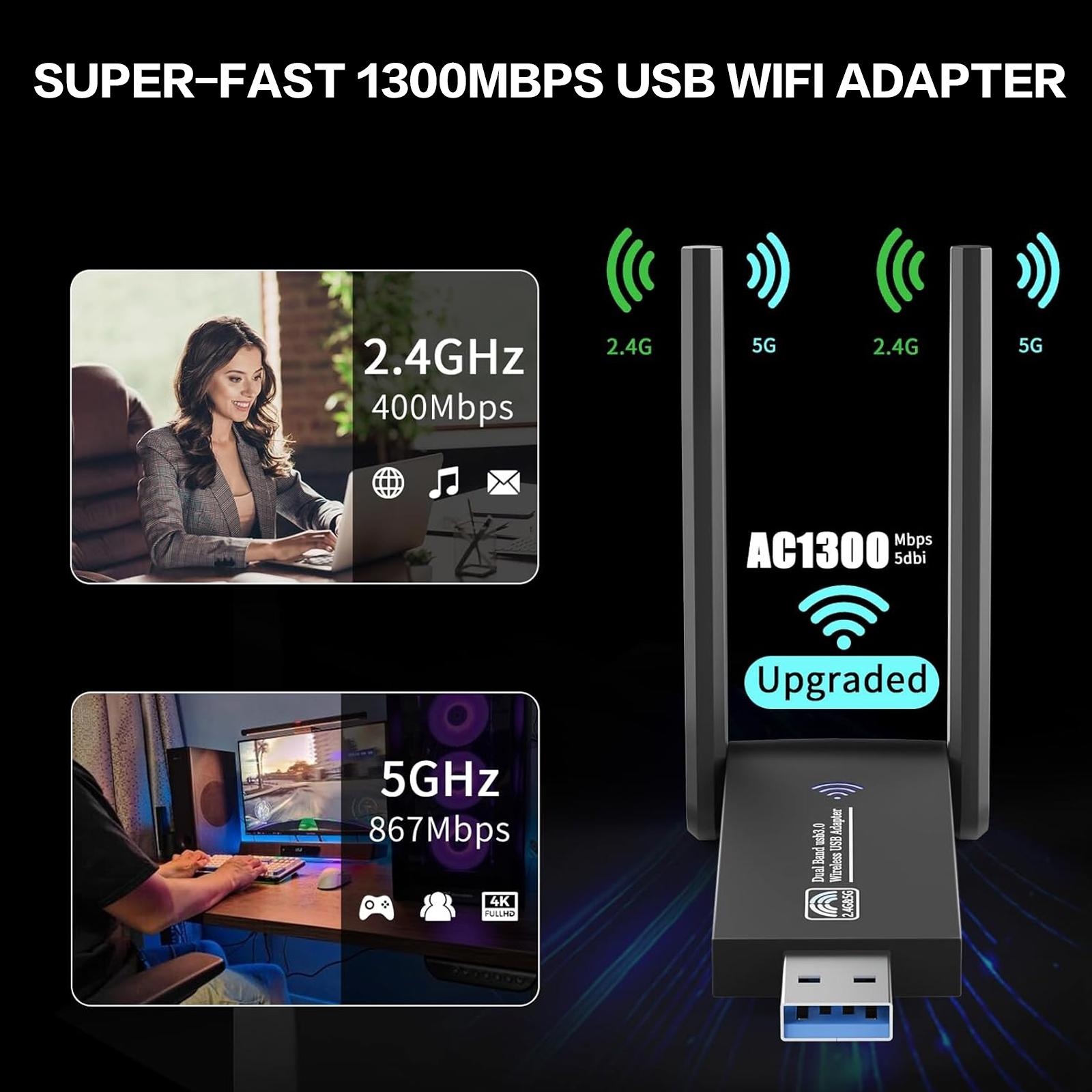 1300Mbps USB WiFi Adapter Dual - đánh giá và giá Antenna 2.4Ghz